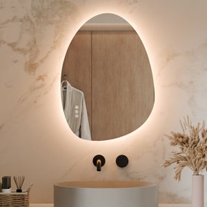 S'AFIELINA Miroir lumineux L.45×H.60 cm Asymétrique 3 couleurs de lumière et luminosité ajustable