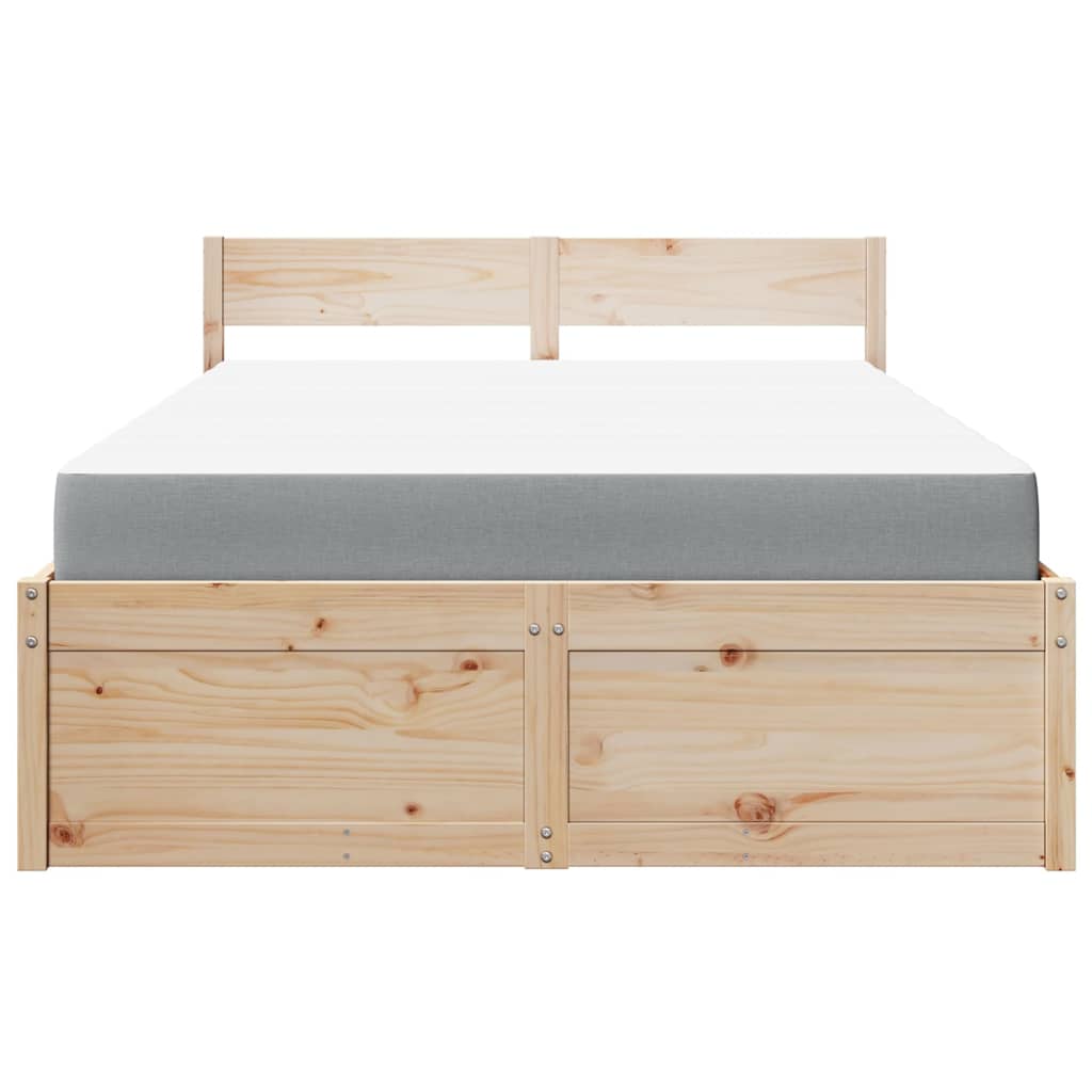 Lit avec tiroirs et matelas 140 x 190 cm en bois de pin massif - 4