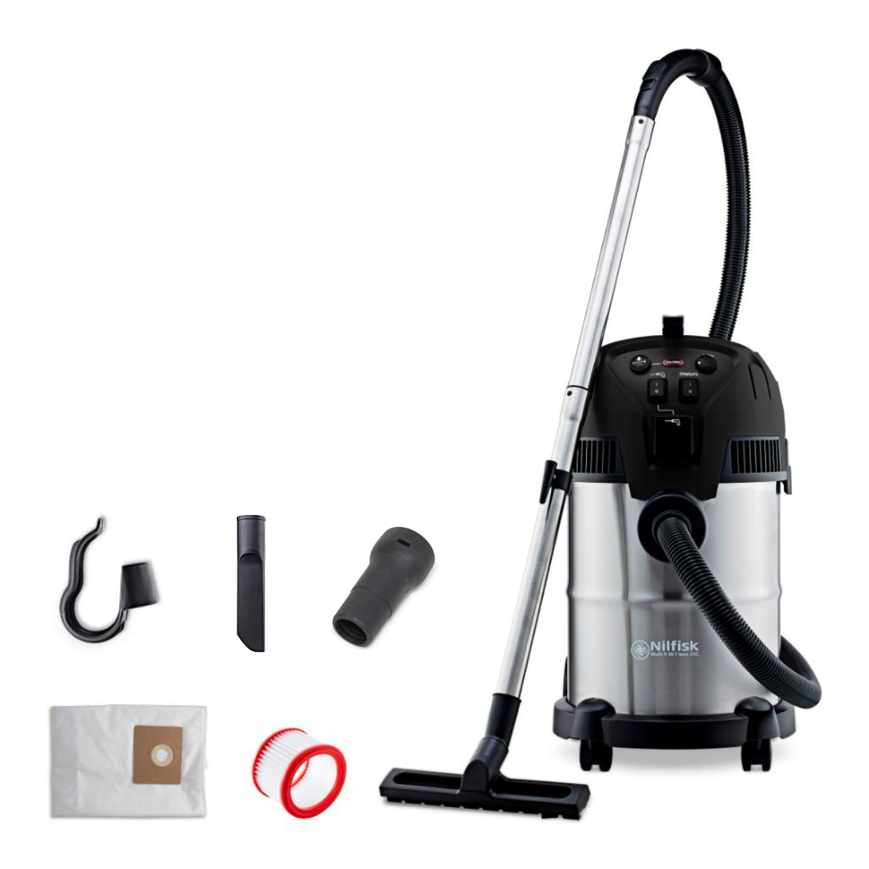 Nilfisk Multi Ii 30 T Inox Aspirador De Agua Y Polvo 1400 W, Depósito De Acero Inoxidable 30 L Acero Inoxidable, Leroy Merlin