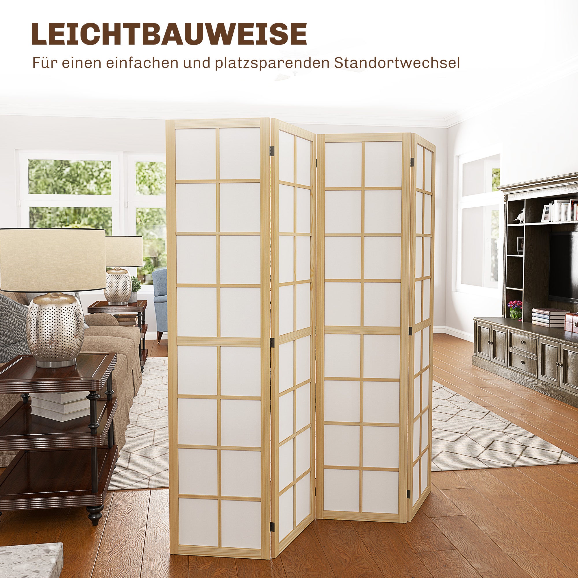 Séparateur pliable - bureau - 160 x 170 cm - paravent indépendant pour salon - chambre - Moderne - 8