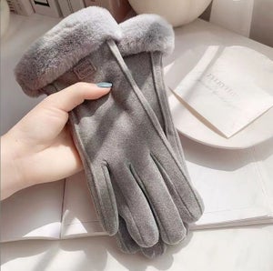 Gants pinups noirs et vichy courts hiver pour smartphone