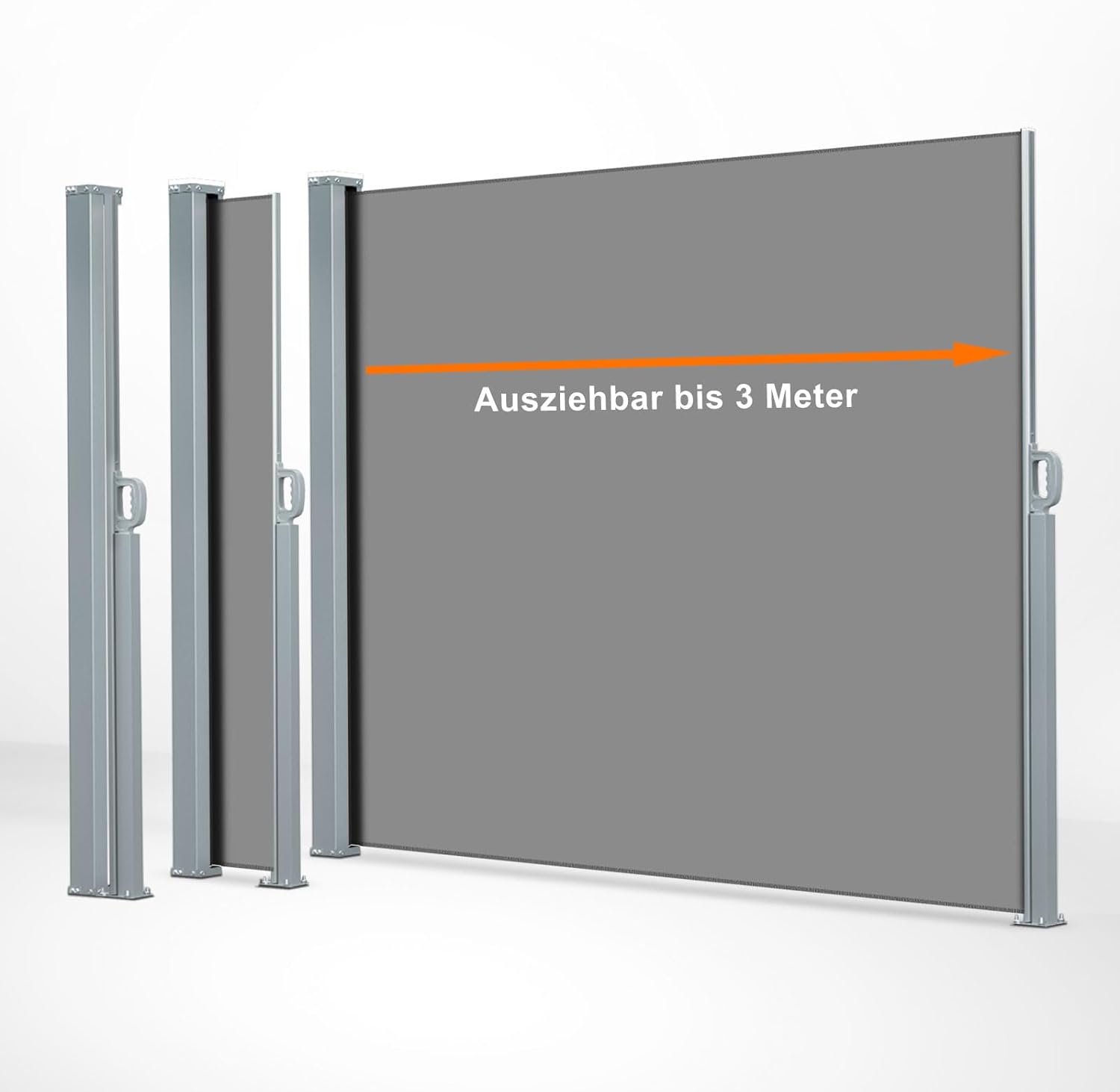 Paravent rétractable Avec support mural, Kit de montage inclus, Anthracite, 180 x 300 cm - 3