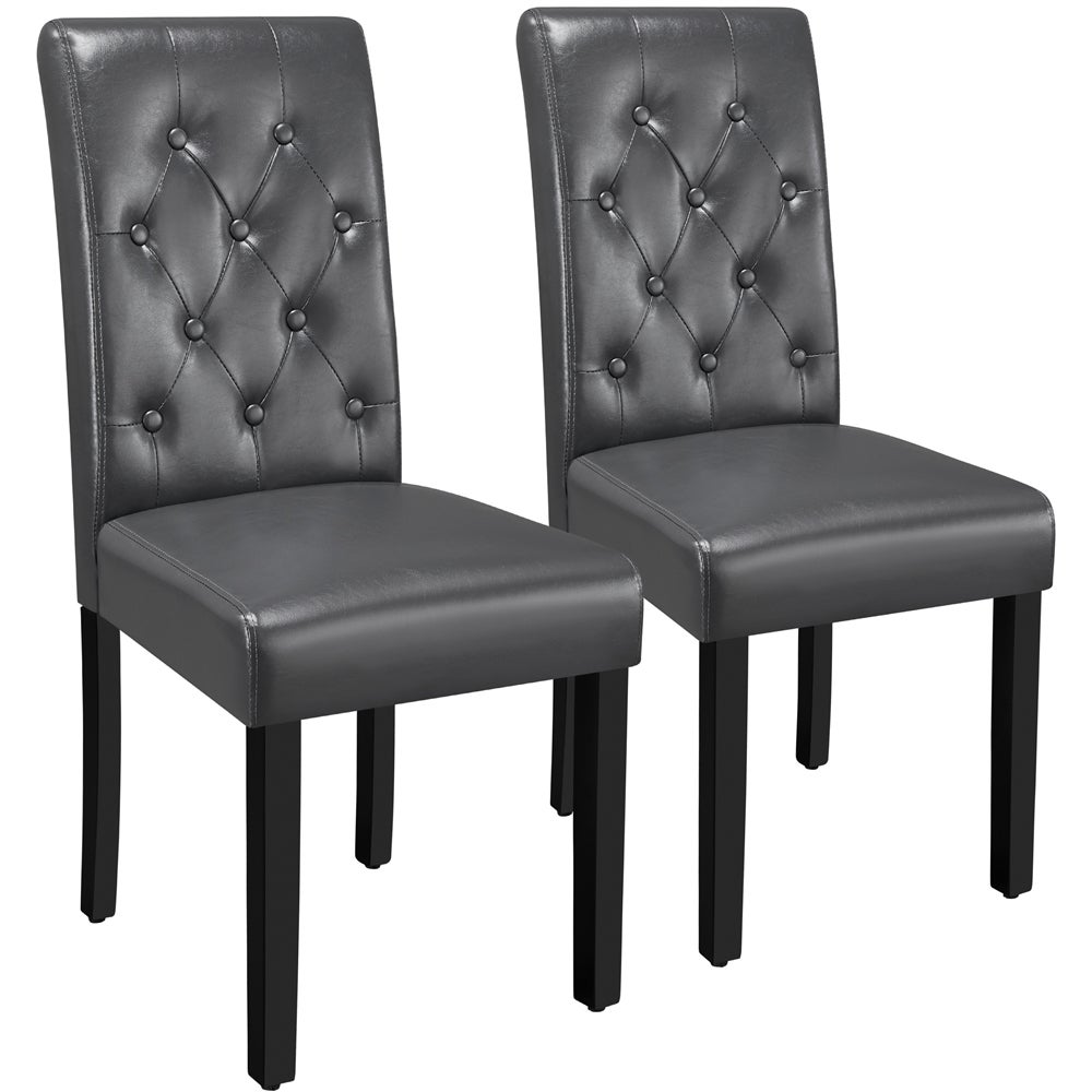 Lot De 2 Chaises De Salle à Manger En Simili Cuir Noir Et En Ance | Clasf Maison-jardin