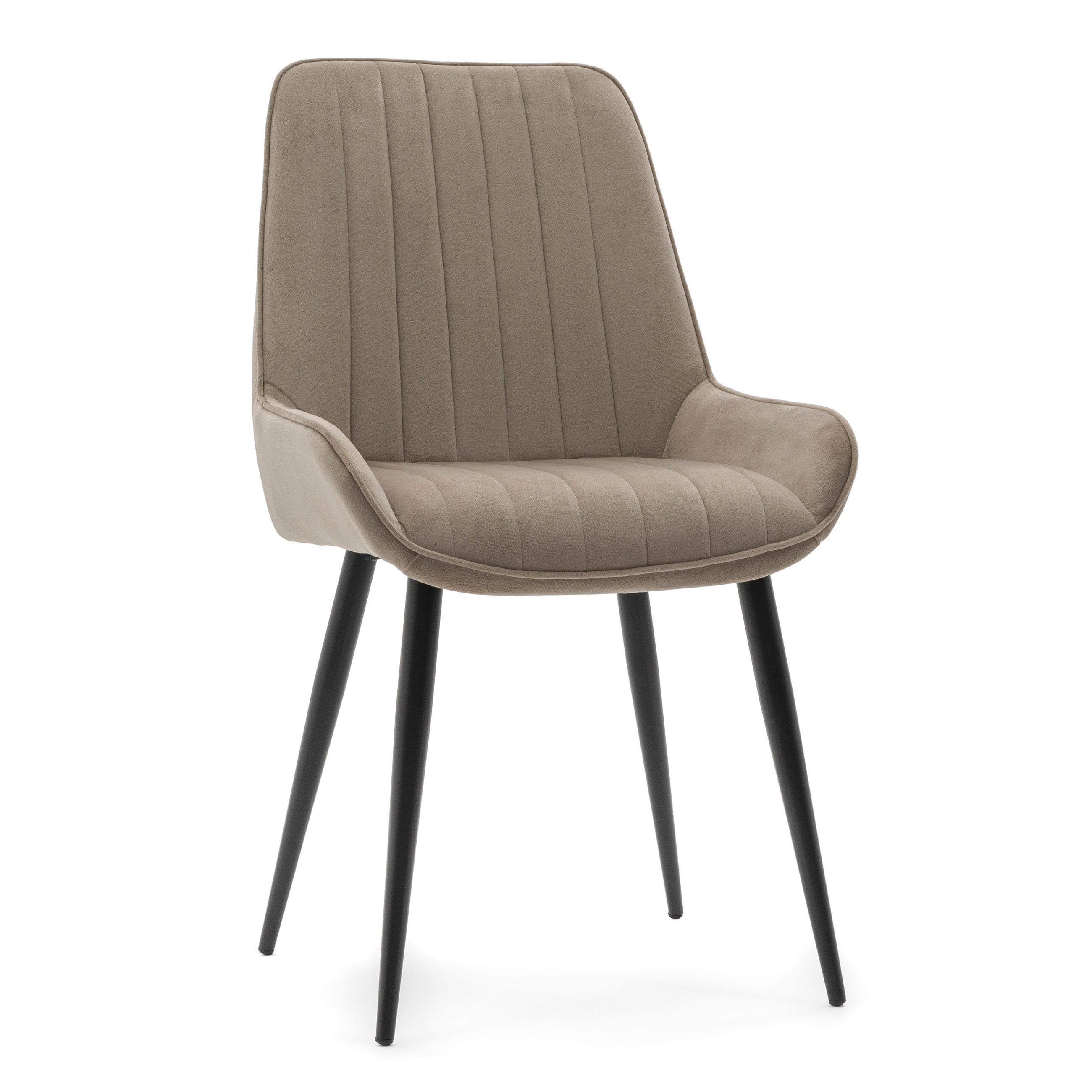 Krzesło tapicerowane do salonu jadalni welur LUCA ciemnobeżowy