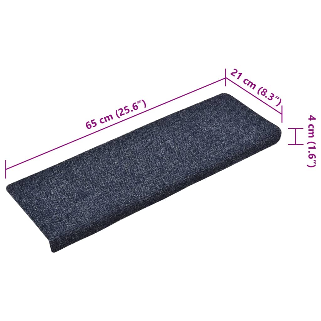 Maison Exclusive - Tappetini per scale autoadesivi 15 pz 65x21x4 cm blu bordo rettangolare - 6