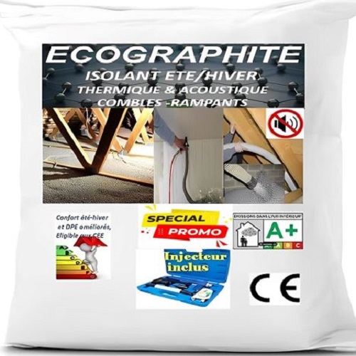 Isolation plafonds de combles rampants 8 m3 (R= sup 6 en 190L/m2) Billes isolantes ECOGRAPHITE