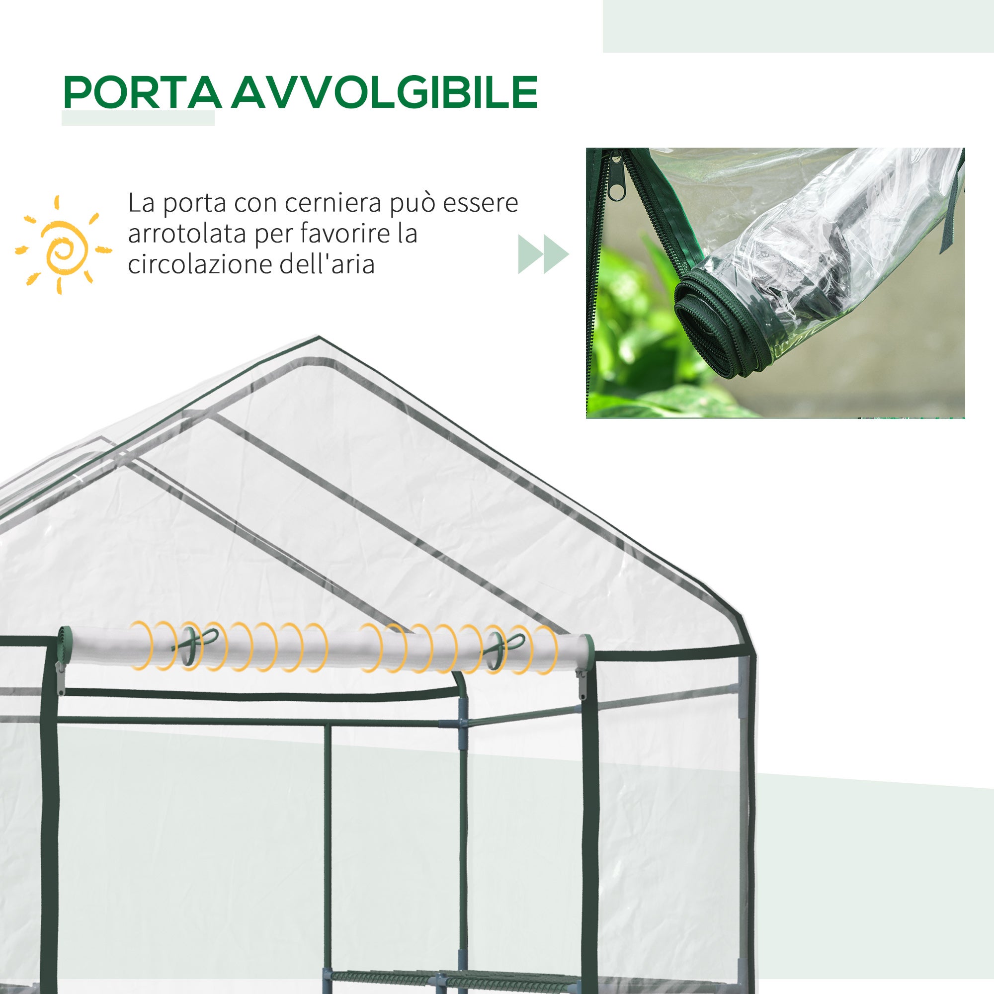 Serre de jardin extérieure en PVC transparent, serre balcon avec étagères pour plantes maraîchères de 1,43 x 1,43 x 1,95 m - 8
