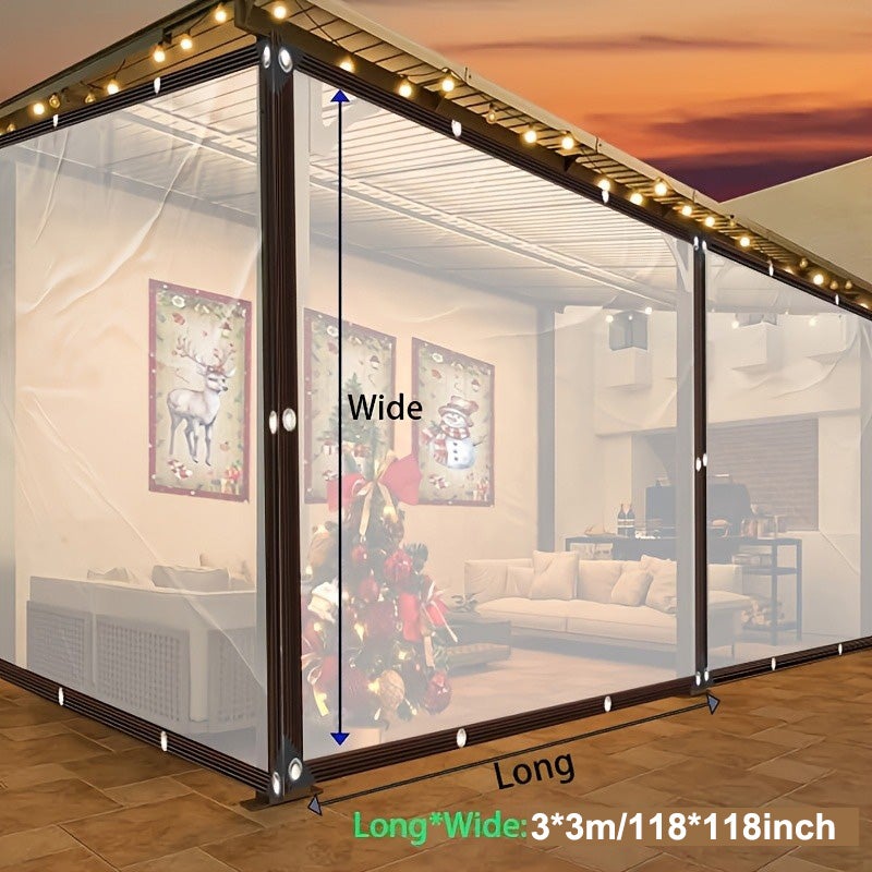 Lona transparente 3x3m impermeável - Cobertura externa protetora contra poeira, vento e neve - Uso durante todo o ano - 2