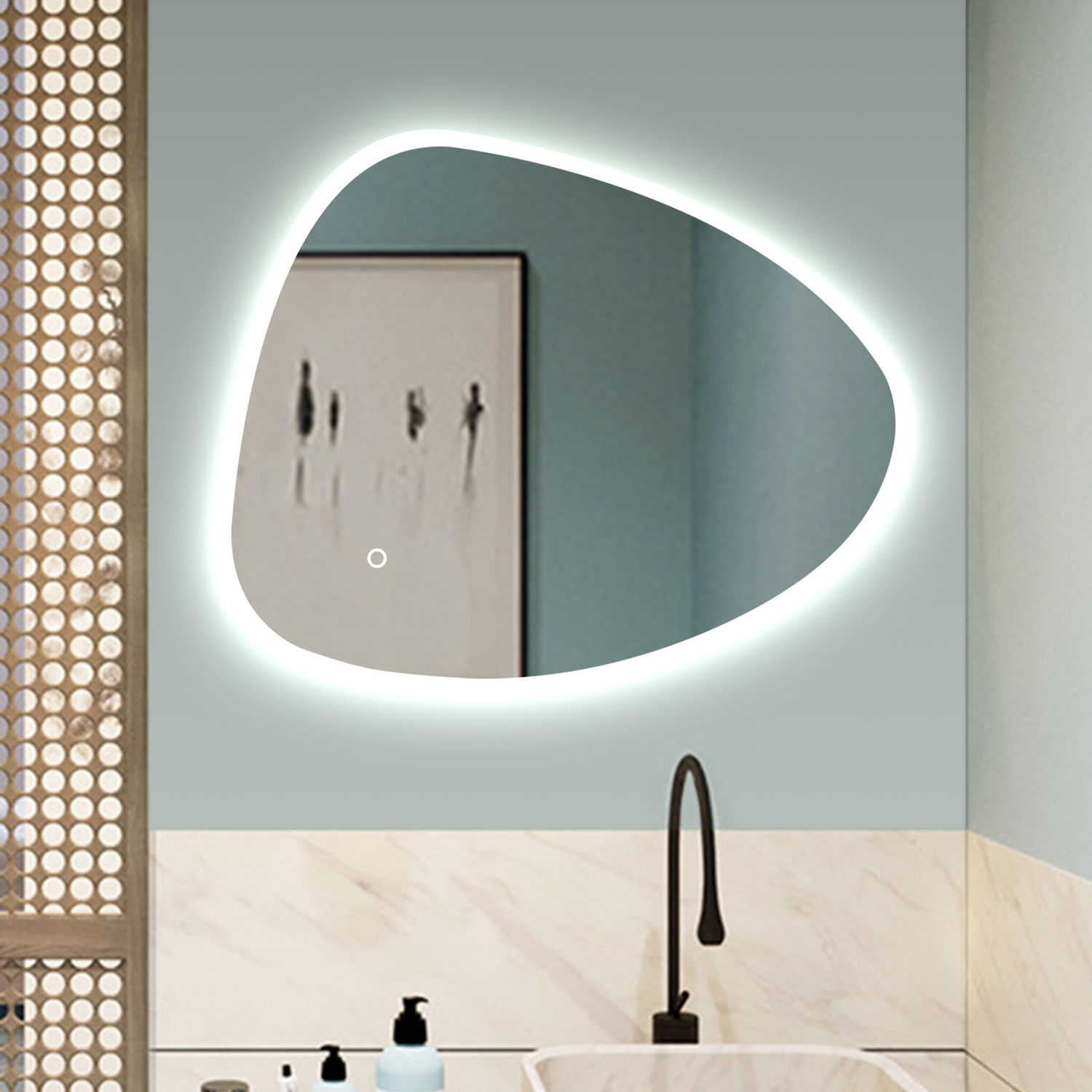 Specchio Bagno LED Antiappannamento - 3 Luci Regolabili Ø70cm | Bianco E Argento - Foto 5