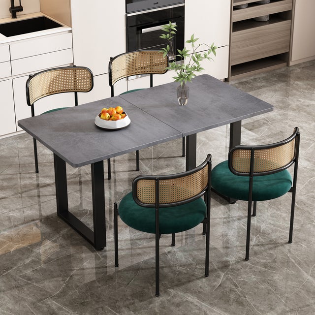 IZTOSS Set 4 Sedie Da Pranzo Moderne | Stile Scandinavo, Gambe In Legno, Cuscino Seduta In Schiuma, Fino A 150 Kg (Nero) - 2