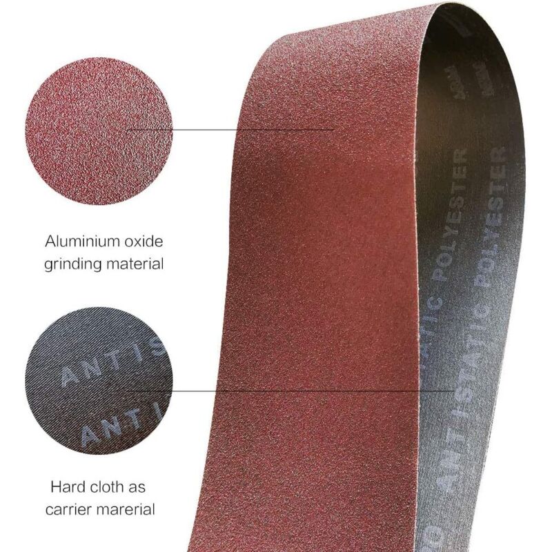 Bande Abrasive 75 x 457 mm - Lot de 12 Bandes Mixte Grains 80/120/150 pour Ponceuse à Bande - Idéal Ponçage Bois, Métal et Surfaces - 2