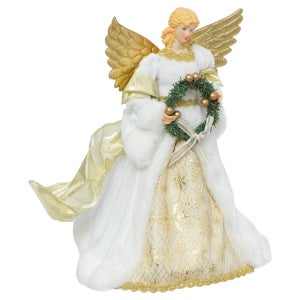 Puntale Per Albero Di Natale A Forma Di Angelo Con Luci, In Resina, Decorazione Festiva Per Casa E Feste