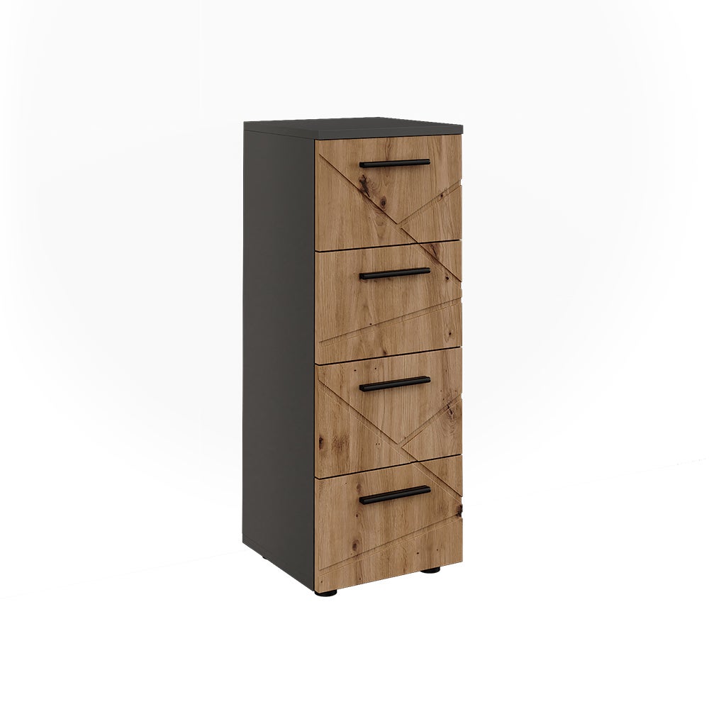 Vicco Szafka Midi Irma, Antracyt/Dąb goldkraft, 30 x 81 cm z 4 szufladami