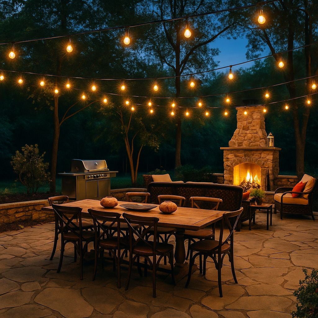 Guirlande lumineuse d'extérieur - 10 ampoules LED E27 1W - Blanc chaud - 10 m - IP44 - 4