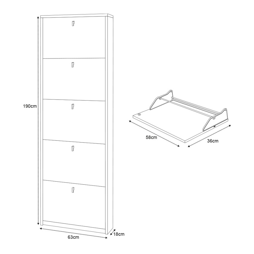 Armoire à chaussures d'entrée au design moderne et épuré 5 portes 12 paires de chaussures Lita - 5