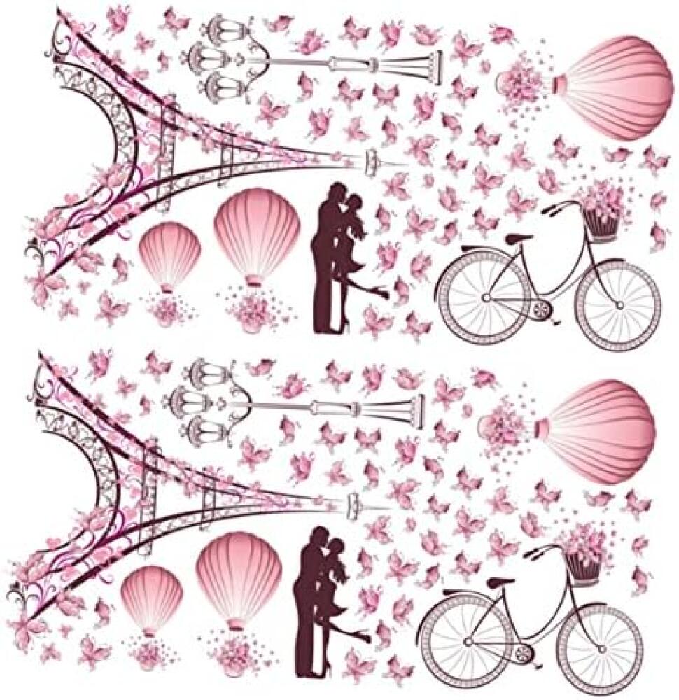 2 hojas de 30 x 60 cm para San Valentín, pegatinas de pared con forma de guirnalda de rosas, para decoración de cocina, con pompones.