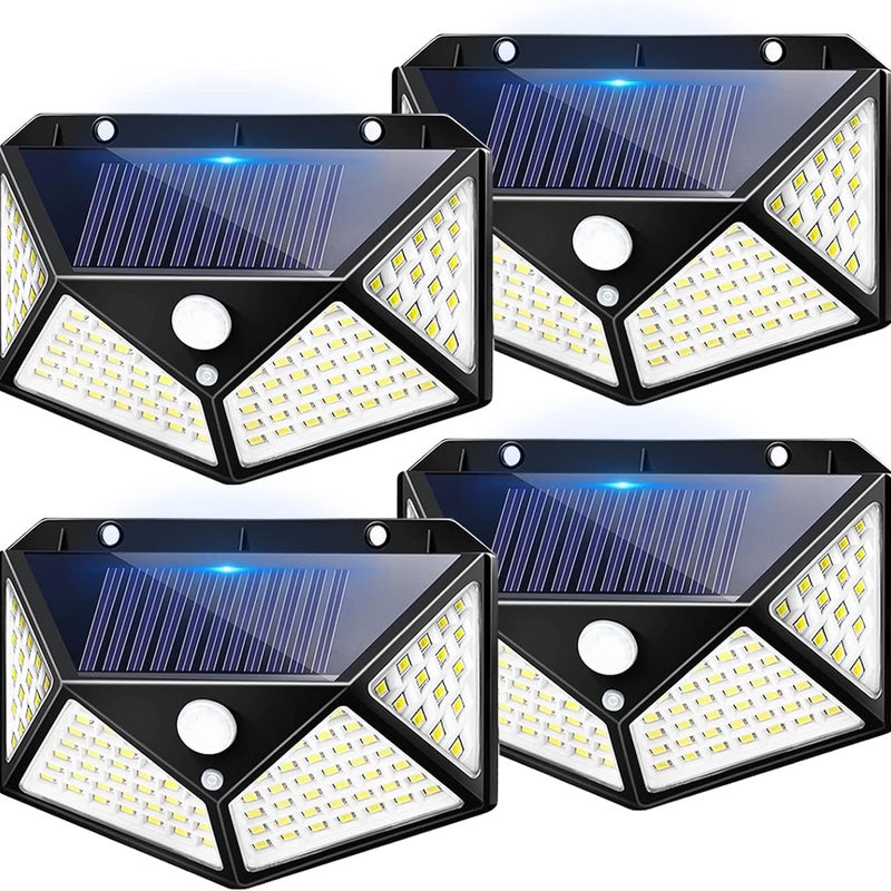 Lampa solarna zewnętrzna, 100 diod LED oświetlenie solarne zewnętrzne, 3 tryby reflektora solarnego zewnętrznego z czujnikiem ruchu