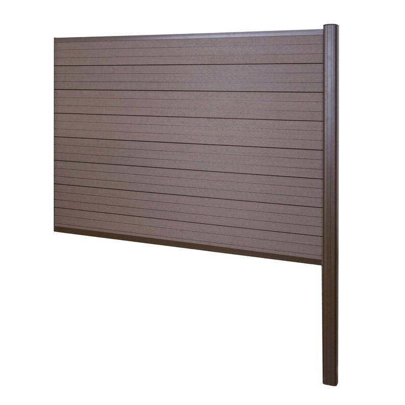 Parawan WPC Sarthe, wiatrochron ogrodzeniowy, słupek aluminiowy do zabetonowania ~ element przedłużający, 185 cm brązowy