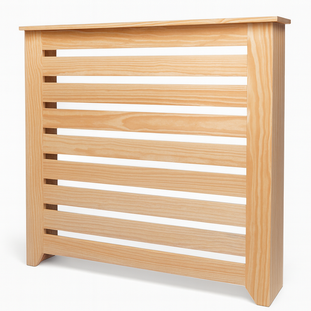 Cache radiateur en bois. Brut pour la décoration. Pin massif. Dimensions : 96,5 * 20 * 92 cm. Nous réalisons également des produits sur mesure.