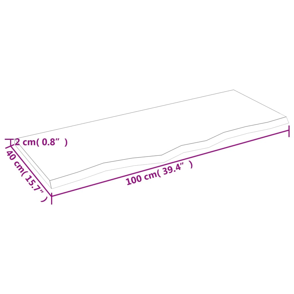 étagère murale marron clair 100x40x2cm bois chêne massif traité - 5