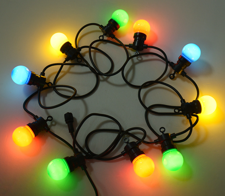 Guirlande lumineuse multicolore IP65 de 5 m - Guirlande lumineuse électrique d'extérieur à 10 ampoules idéale pour les terrasses et les jardins - 5