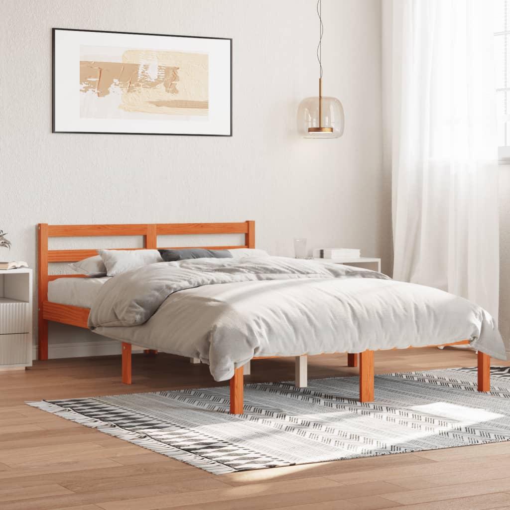 Cadre de lit avec tête de lit Marron 90 x 190 cm Pin massif | Leroy Merlin
