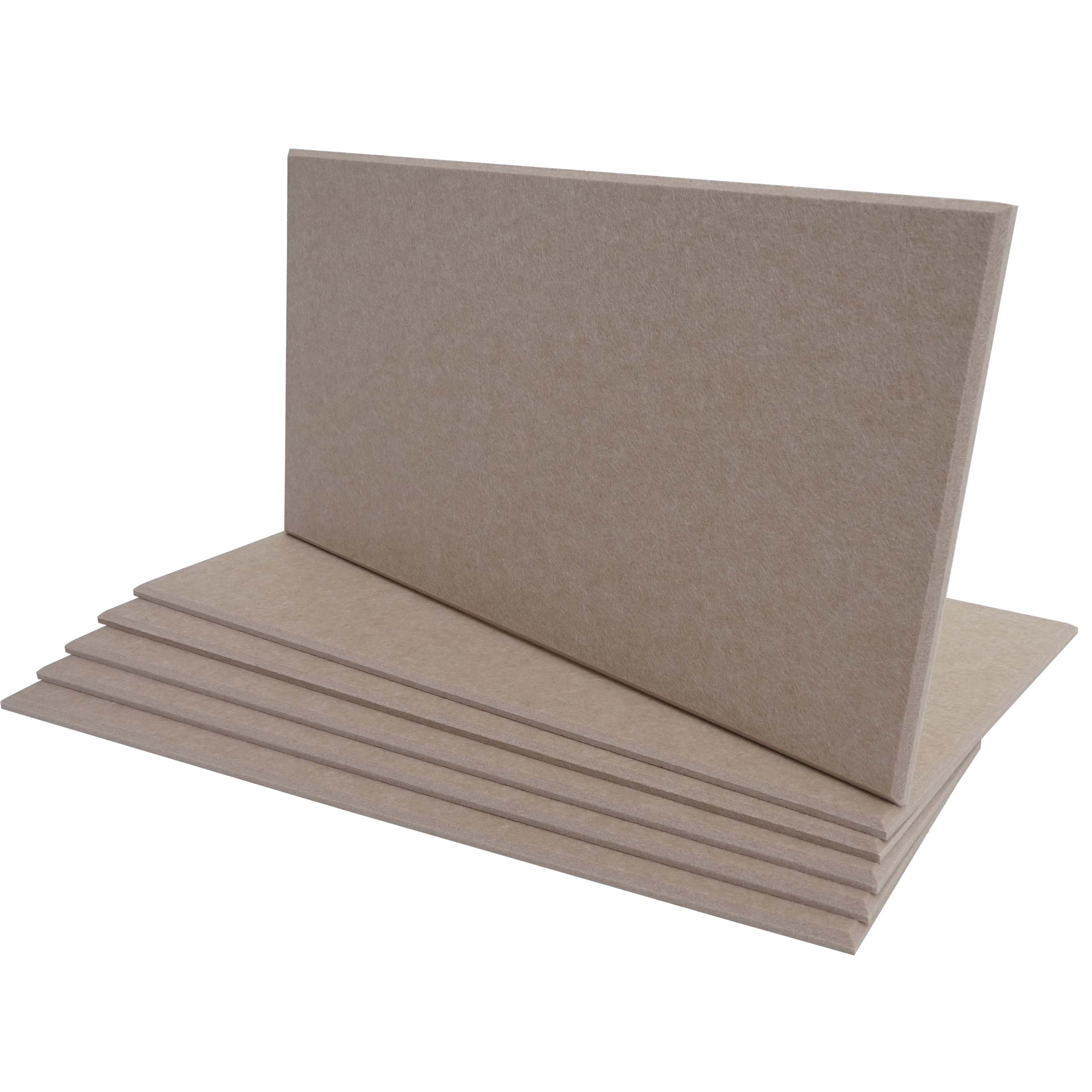 Zestaw 6 akustycznych paneli ściennych HWC-L52, panele ścienne akustyczne, dźwiękochłonne 1 mkw powierzchni 60x30cm ~ jasnobrązowy