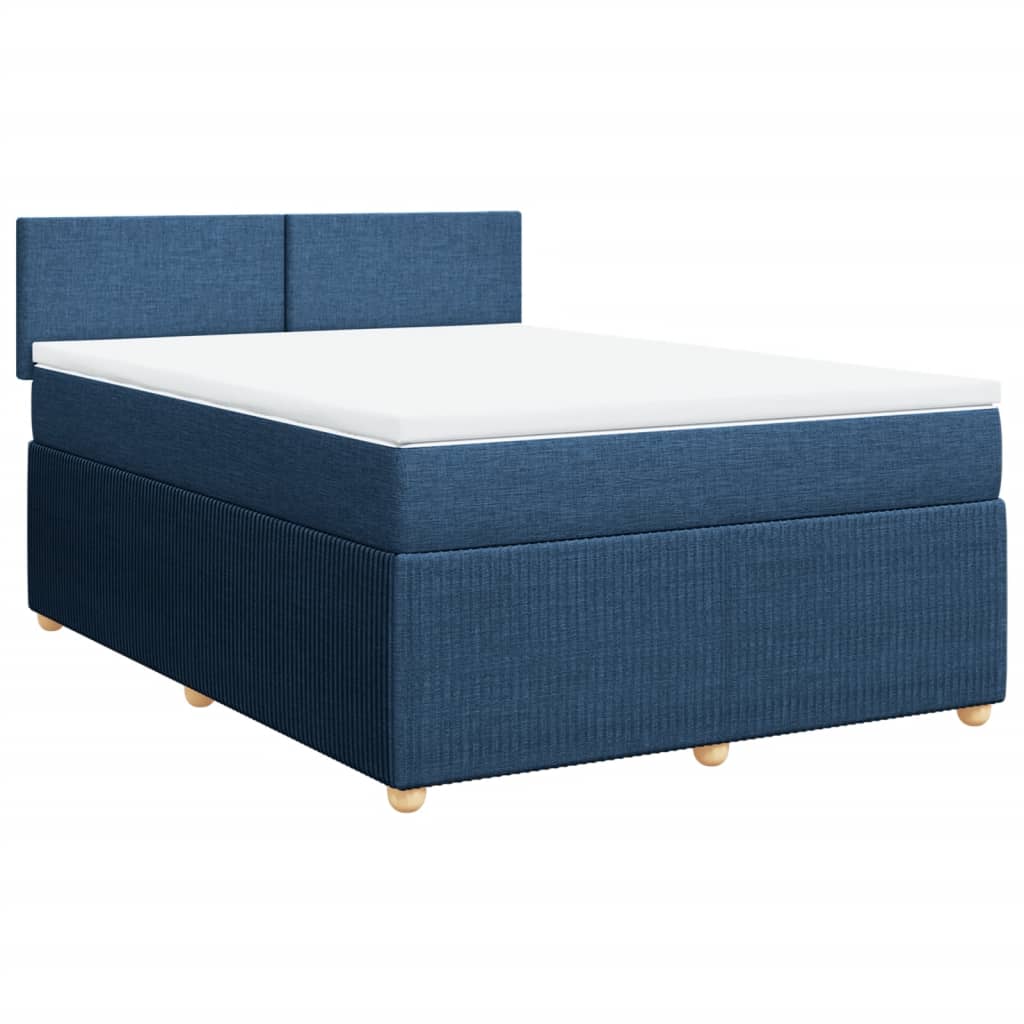 Maison Exclusive - Sommier à lattes de lit avec matelas Bleu 140x200 cm Tissu - 3