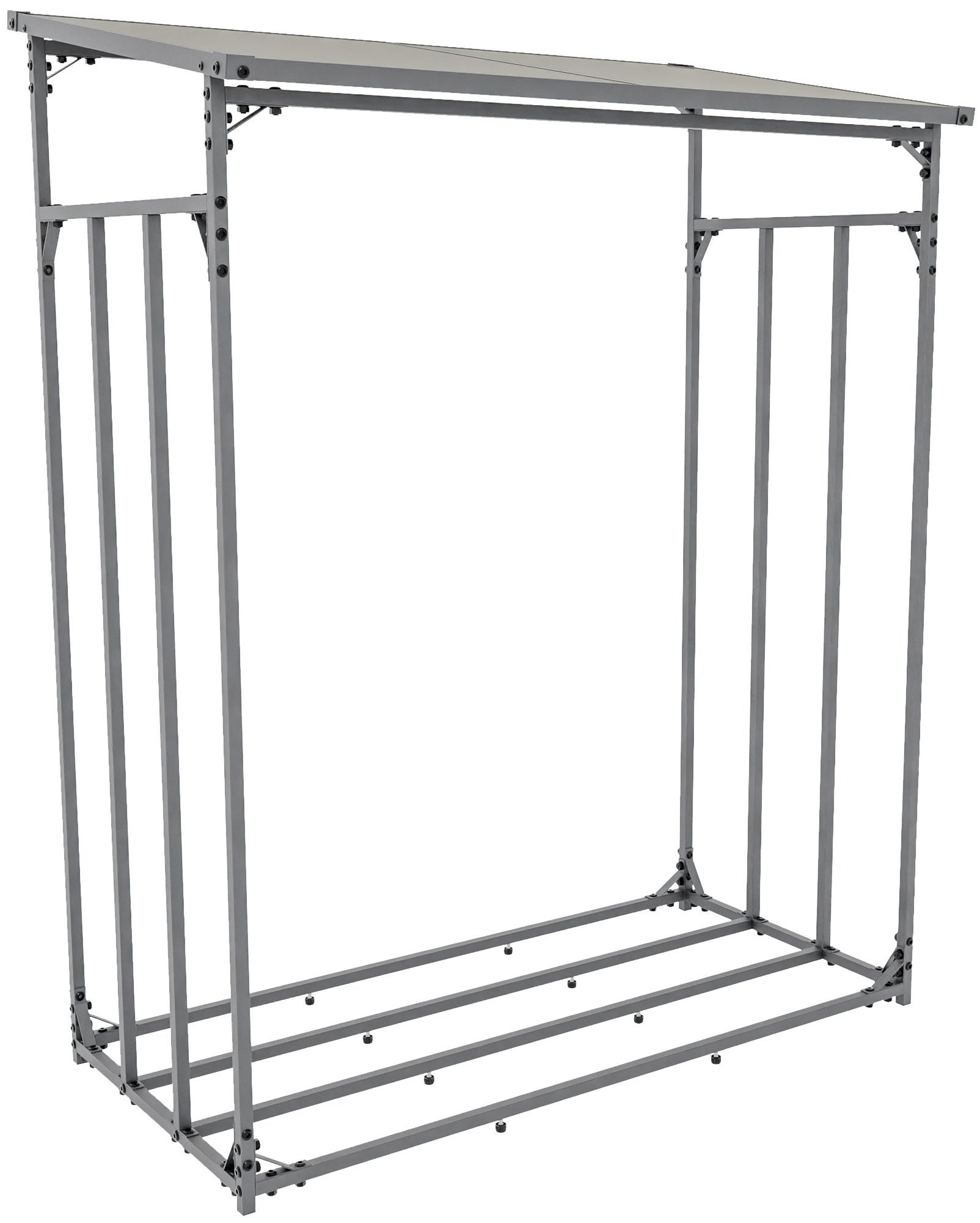 Abri à Bûches QUICK STAR Anthracite 143x70x185cm - Étagère Métal Pour Bois De Cheminée 1.8m³ | Toit Polycarbonate