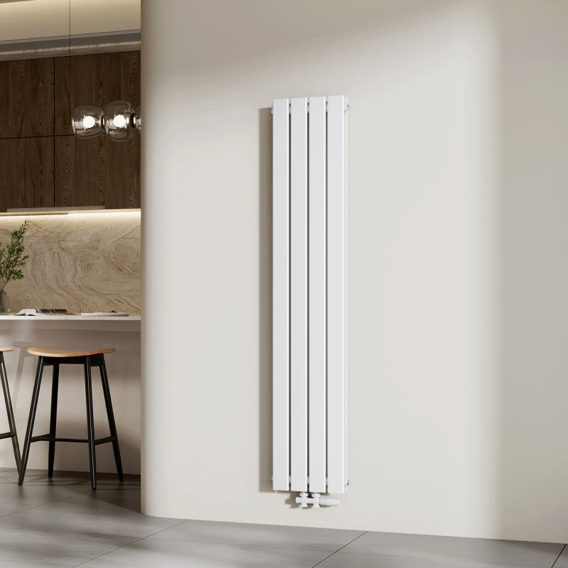 EMKE Grzejnik Stalowy Podwójny Pionowy 889W, 160x30,4 cm, 4 bar, do 12 m² – Biały