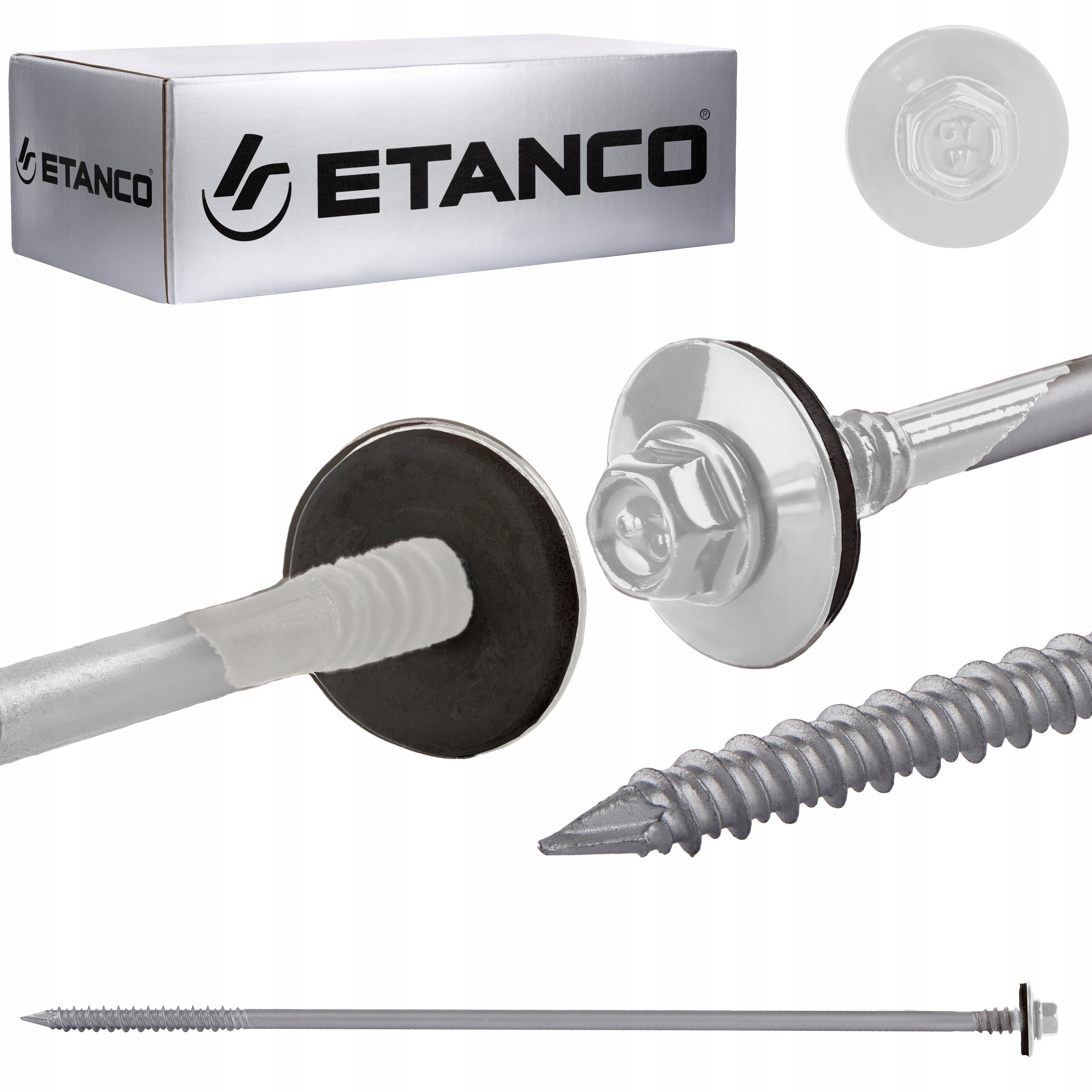 Wkręty do płyt warstwowych Etanco GTRW SP A19 6,4/7x240 mm RAL 9010 100szt