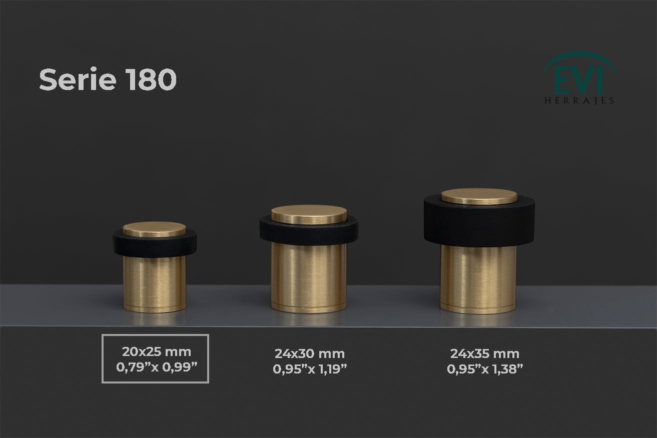 Lot de 4 butées de sol 20 x 25 mm, laiton avec caoutchouc de protection noir, à visser, EVI Herrajes - 5