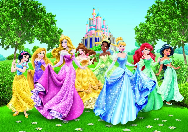 Papier peint panoramique Princesses vert, jaune et bleu - 360 x 254 cm - Disney