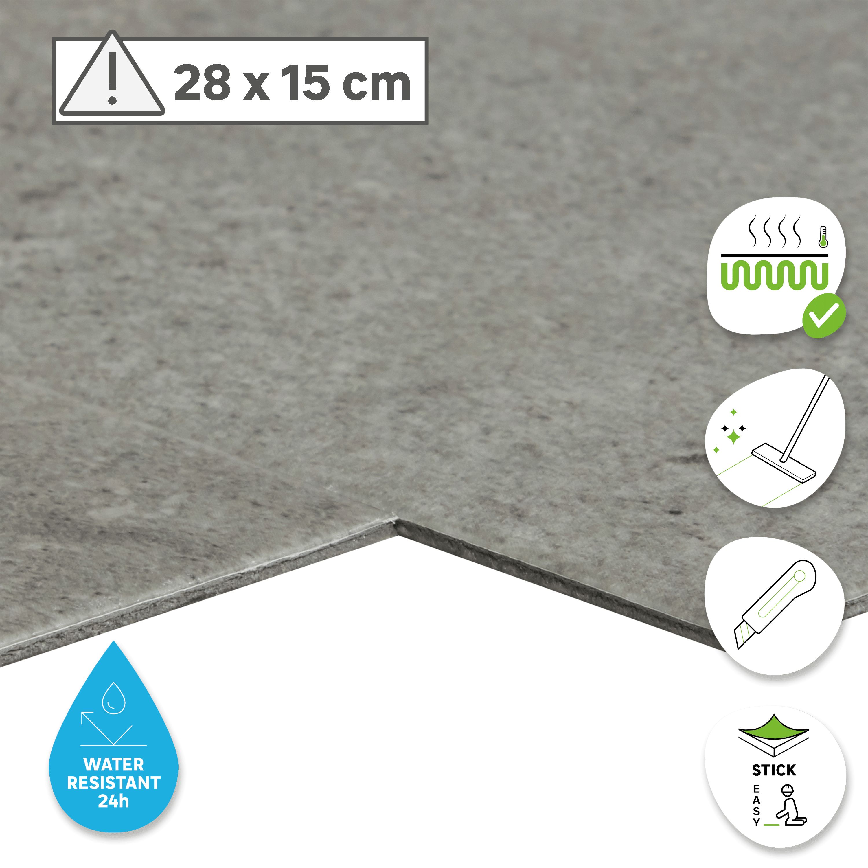 ARTENS - Échantillon de dalle PVC - 28 x 15 cm - Sol PVC adhésif KANGEAN - FORTE - Effet béton - Grau - Epaisseur 2 mm - Classe 31 - 3