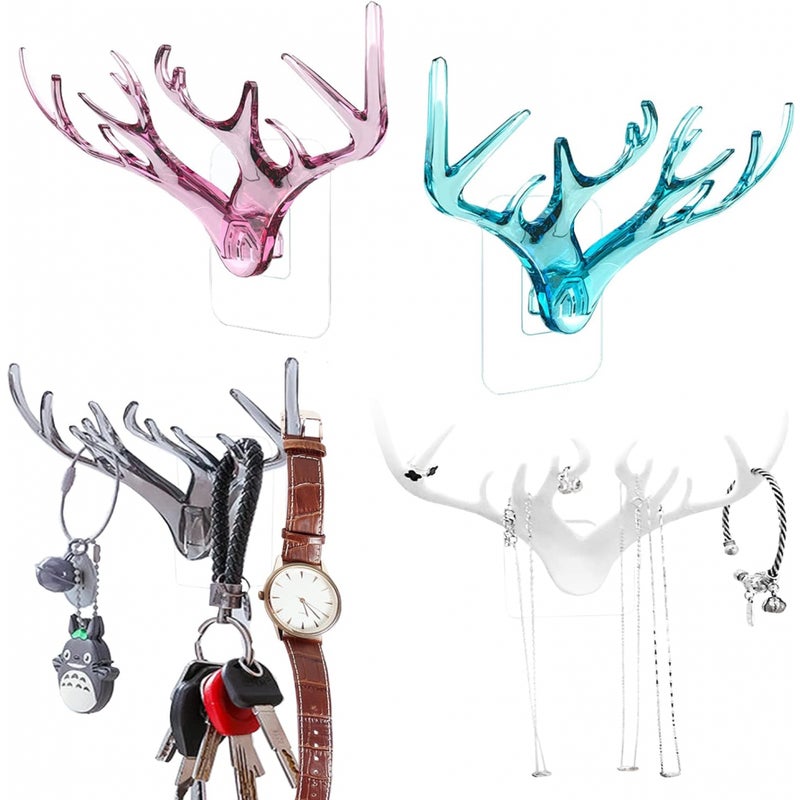 szt. wieszak na klucze z poroża jelenia, 12 wielofunkcyjnych dekoracyjnych haczyków, 4 kolory, wieszaki ścienne do przedpokoju, garderoby