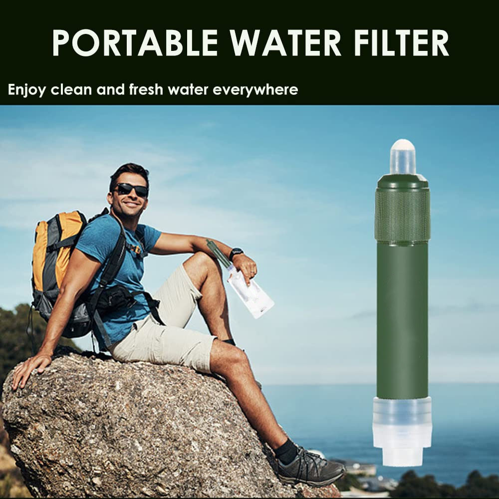 Filtro per acqua di sopravvivenza da 4000 litri - Filtro per acqua di sopravvivenza per campeggio e attività all'aperto - Cannuccia con filtro persona - 8