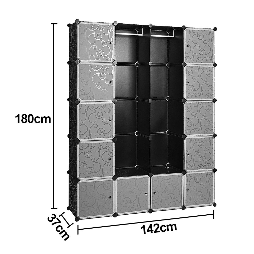 Armoire Penderie 20 Cubes Modulable Meuble Etagères de Rangement pour Vêtements Chaussures - 2