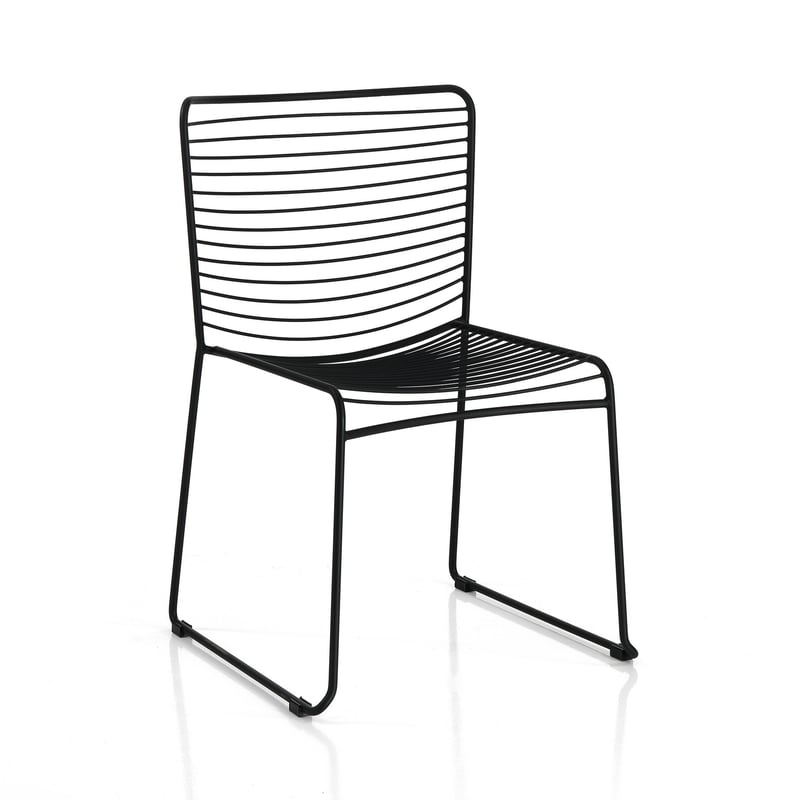 Zestaw 2 krzeseł MARTHA BLACK – matowa czarna stal, sztaplowane, wys. 79 cm, szer. 49 cm, gł. 53 cm, do użytku wewnątrz i na zewnątrz