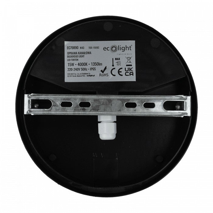 Plafon Torton okrągły czarno-biały LED 15W 4000K 1350lm wym: 6,5 x 16,2 cm IP65 tworzywo sztuczne Ecolight - 2