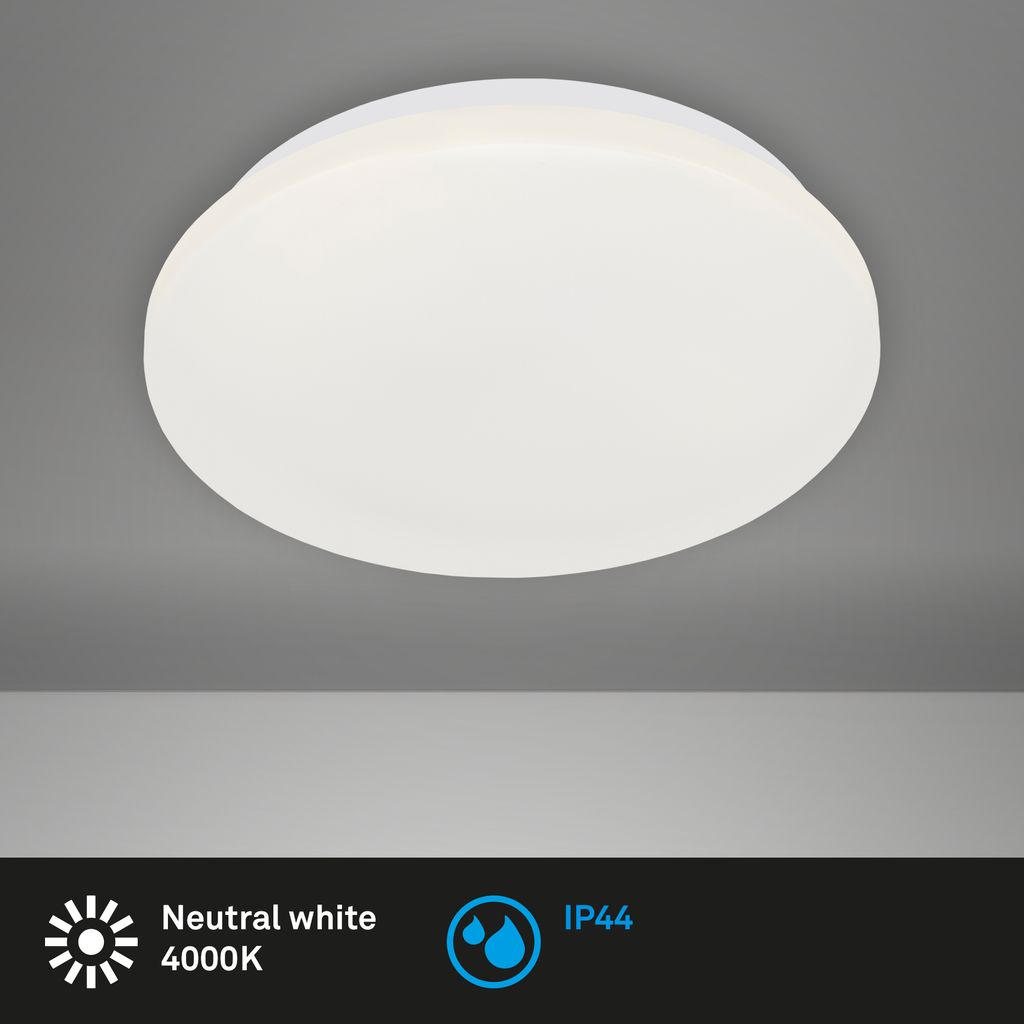 Lampe LED pour salle de bain BRILONER LEUCHTEN KALMUS, 10 W, 900 lm, IP44, blanc, plastique, Ø 22 cm - 3