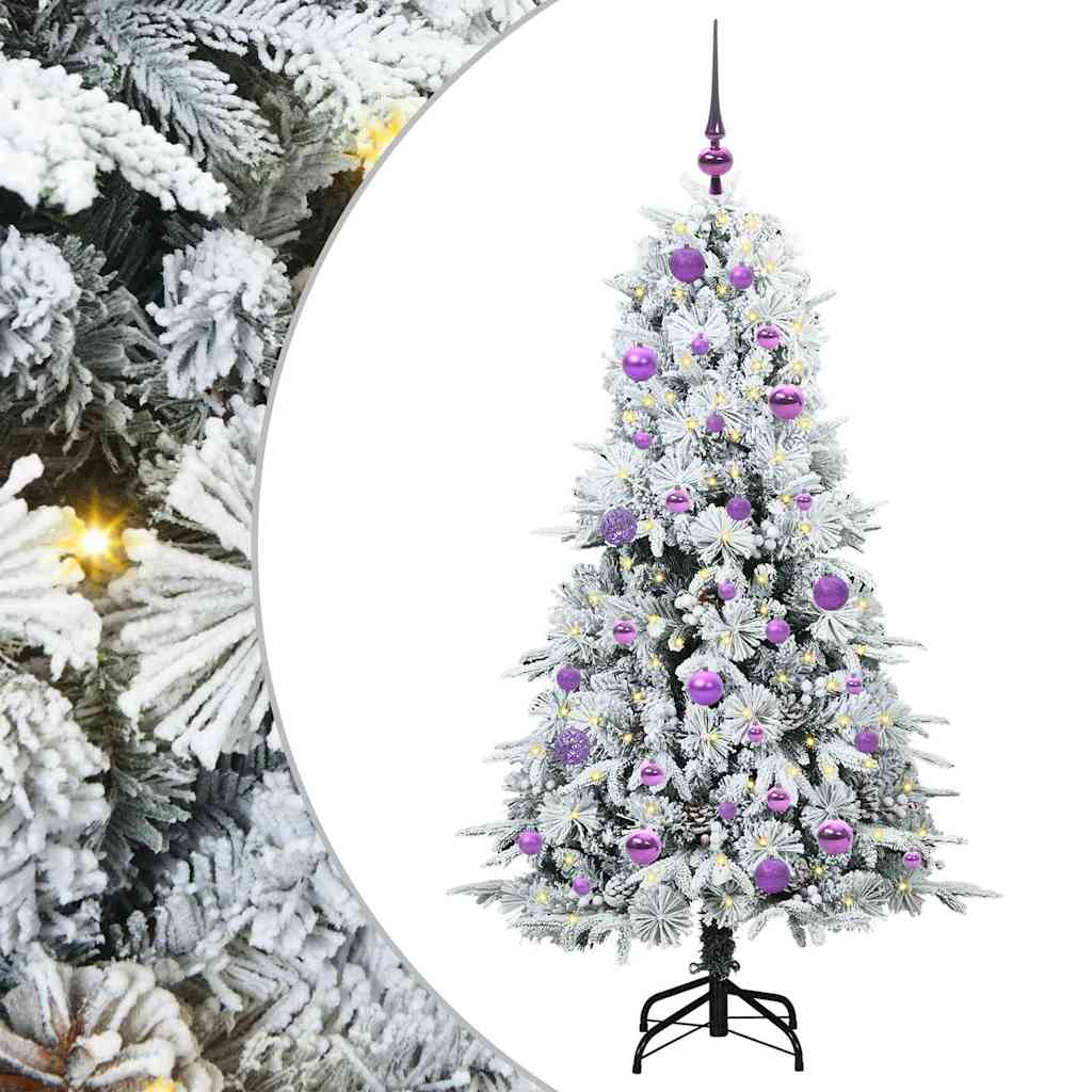 Sztuczna choinka z zawiasami z podstawą Zielony 150 cm PE i PVC