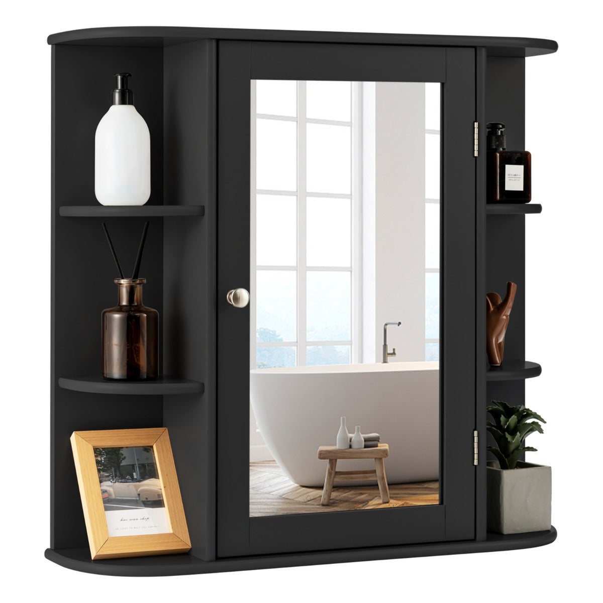 Essenza Armario Del Baño Con Espejo Montado A La Pared De Madera Gabinete Almacenamiento Para Cuarto Salón Cocina 65 X 17 X 64 Cm Gris/Marrón/Blanco , Leroy Merlin