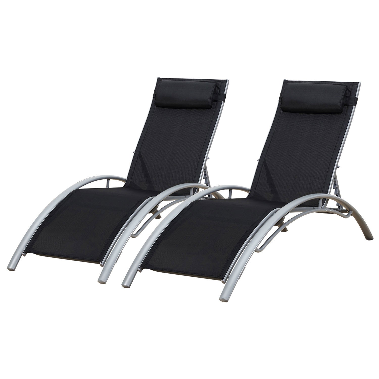 Lot de 2 transats noir et gris aluminium GALAPAGOS - 2