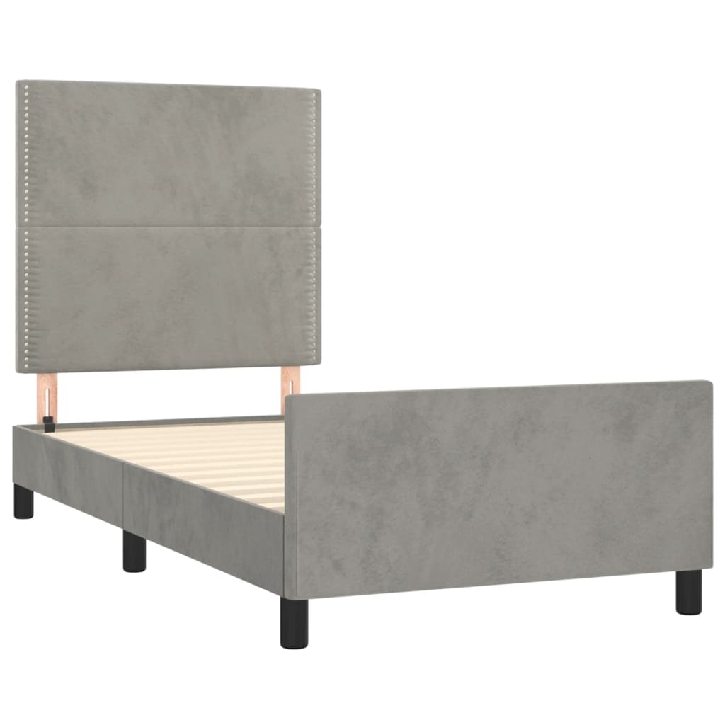Cadre de lit sans matelas, en velours, gris clair, pour la chambre, 100 × 200 cm - 4