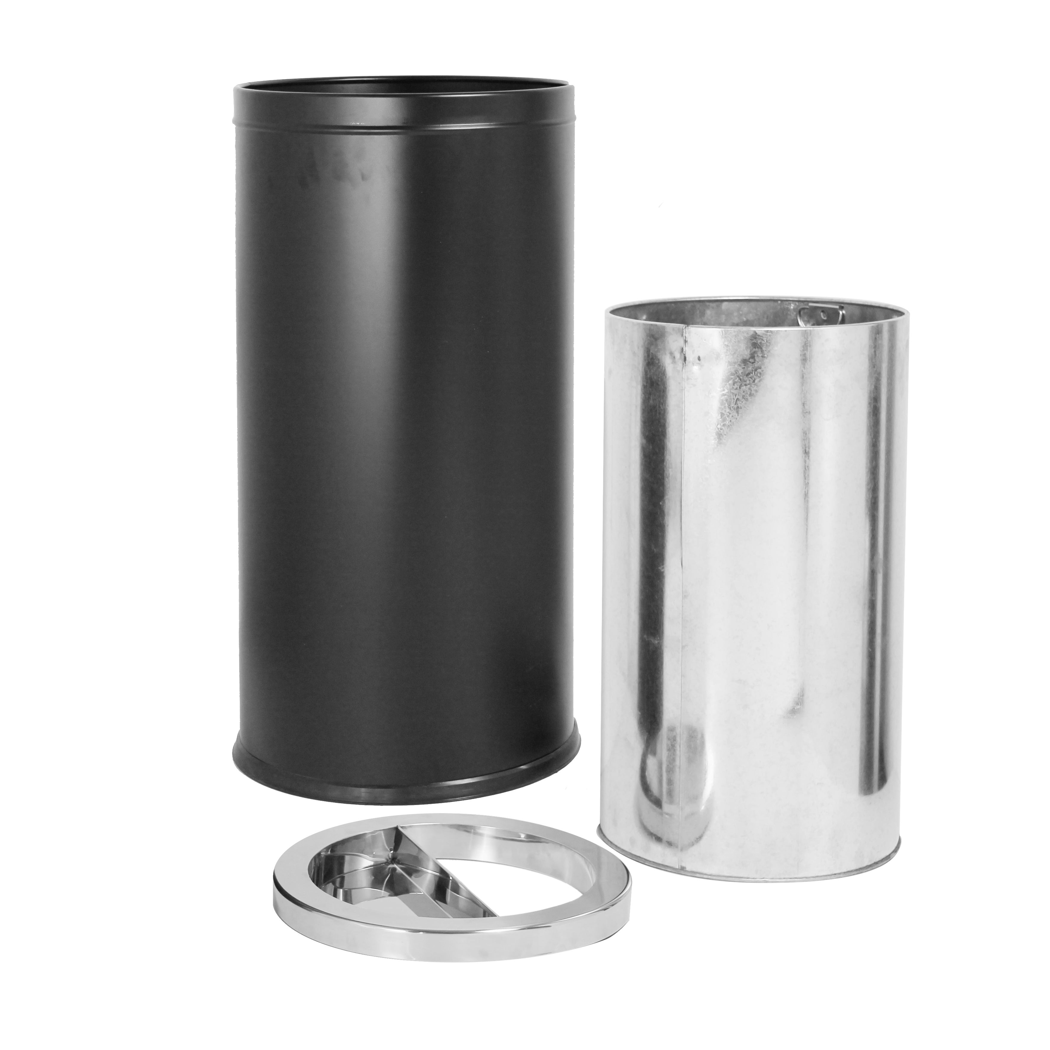 Danieli | Bidone getta carte con Posacenere | Realizzato in metallo finitura Nero Opaco | Diametro 37 cm e Altezza 73 cm | Capeinza cestino 52 L - 3