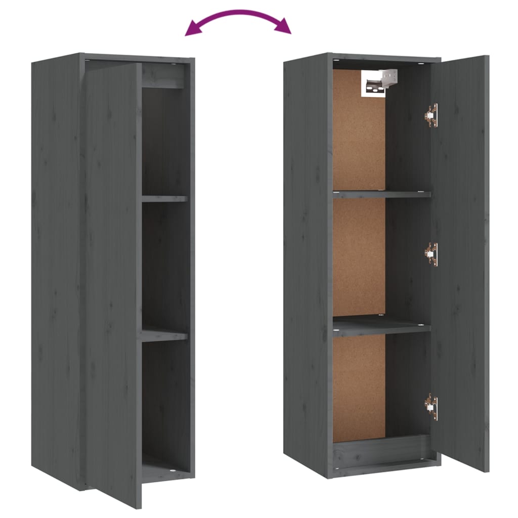 Maison Exclusive - Armarios de pared 2 uds madera maciza pino gris 30x30x100 cm - 7