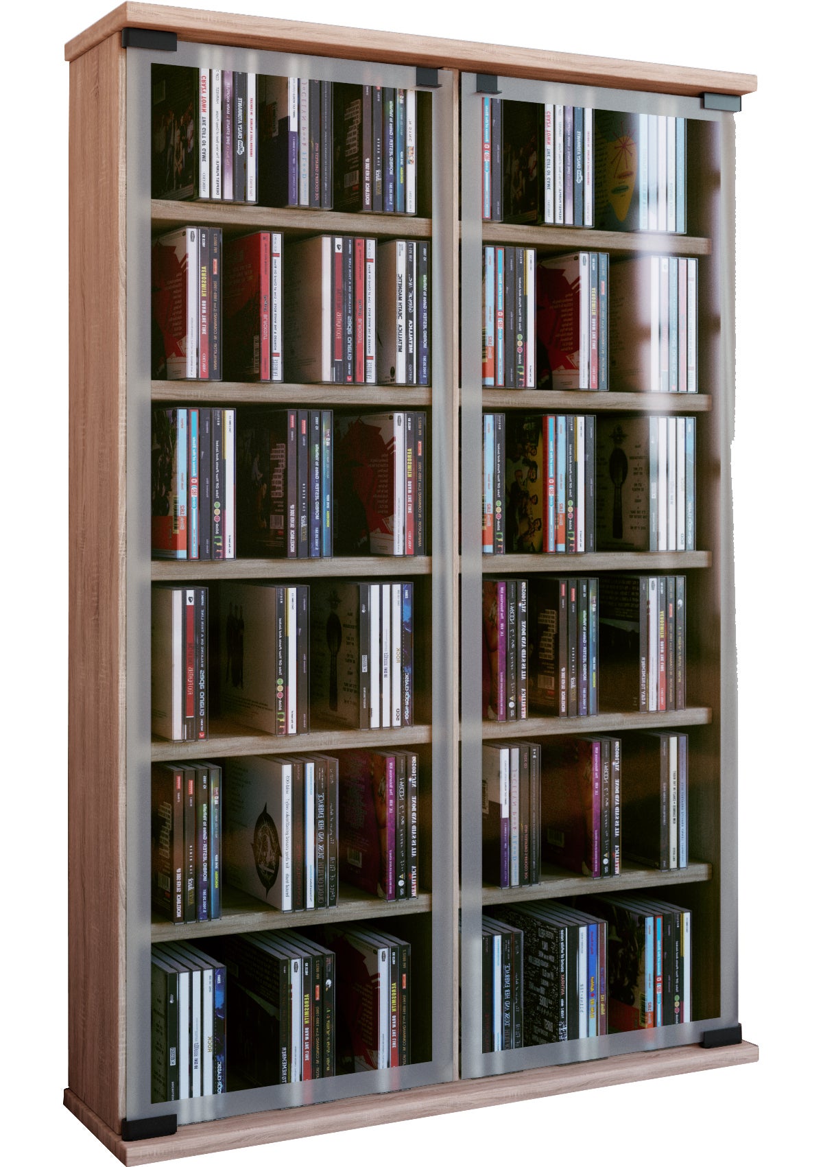 VCM Płyta CD / DVD Media Shelf Galerie Dąb Sonoma (tartak) H. 92 x B. 60 x T. 18 cm