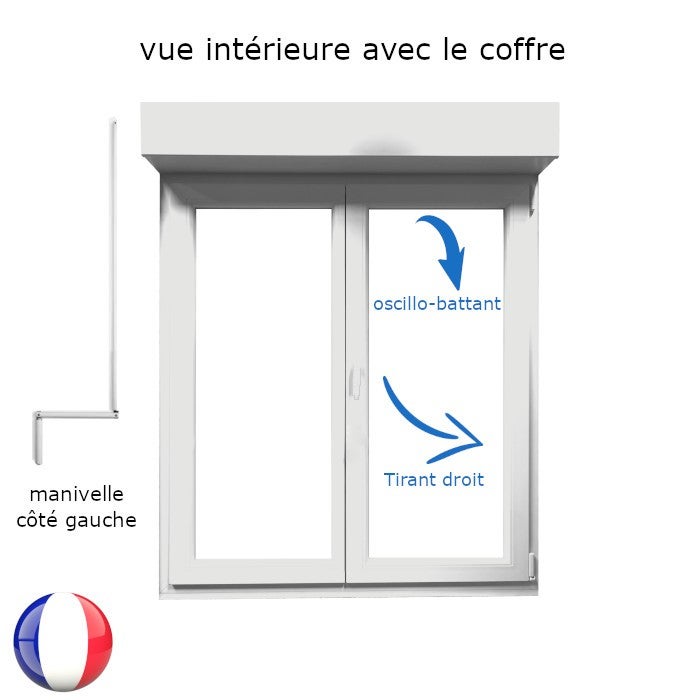 Fenêtre PVC 2 vantaux oscillo-battant avec volet roulant manivelle H 155 x L 120 cm pour pose en neuf - 3