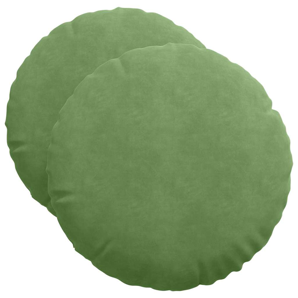 Cojines de asiento, 2 unidades, verde claro, Ø 40 x 13 cm, terciopelo - 2