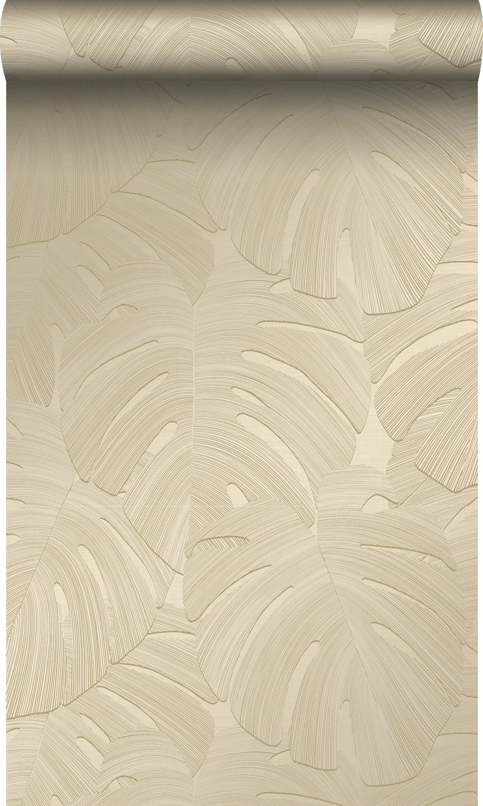 Tapeta tropikalne liście taupe - 53 cm x 10.05 m - ORIGIN